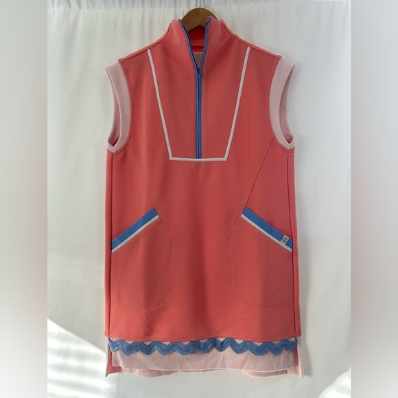 Simply Southern Dress Coverup Size Small Peach Blue White Pockets NWOT - Picture 1 of 10